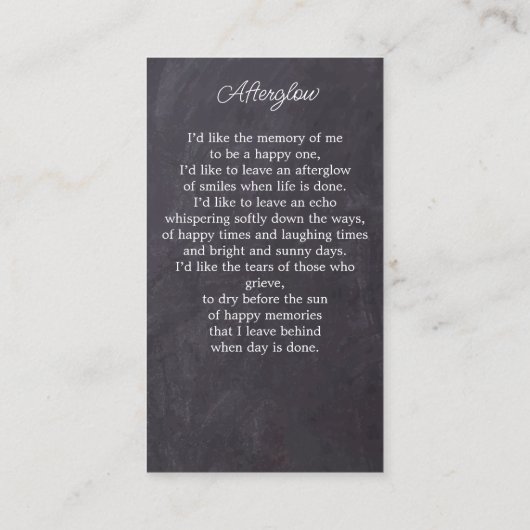 ユーカリ悔やみや弔慰葬儀祈りの言葉カードグレー石板 コーリングカード (裏面)