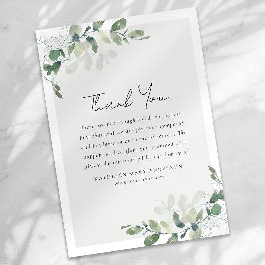 ユーカリ悔やみや弔慰葬儀 サンキューカード