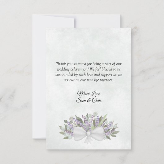 ユーカリ感謝していラベンラヴ結婚フォトノート サンキューカード (裏面)