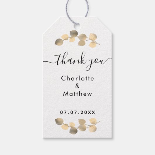 ユーカリ感謝してい金ゴールド結婚ズ ギフトタグ (正面)