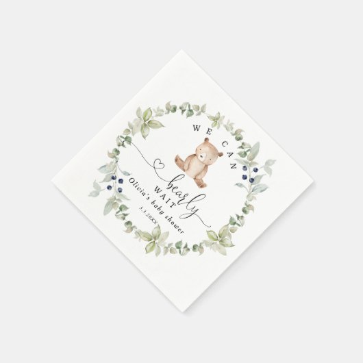 ユーカリ我々は赤ちゃんシャワーを真摯に待つことができる スタンダードカクテルナプキン (角)