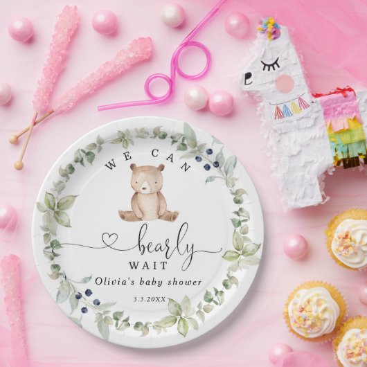 ユーカリ我々は赤ちゃんシャワーを真摯に待つことができる ペーパープレート (パーティー)