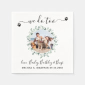 ユーカリ我々もカスタム犬フォトペットズ結婚ー スタンダードカクテルナプキン (正面)