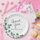 ユーカリ手描き葉ありがとう ペーパープレート (パーティー)