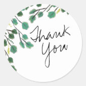 ユーカリ手描き葉ありがとう ラウンドシール (正面)