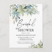 ユーカリ手書きスクリプトブライダルシャワー インビテーションポストカード (正面)