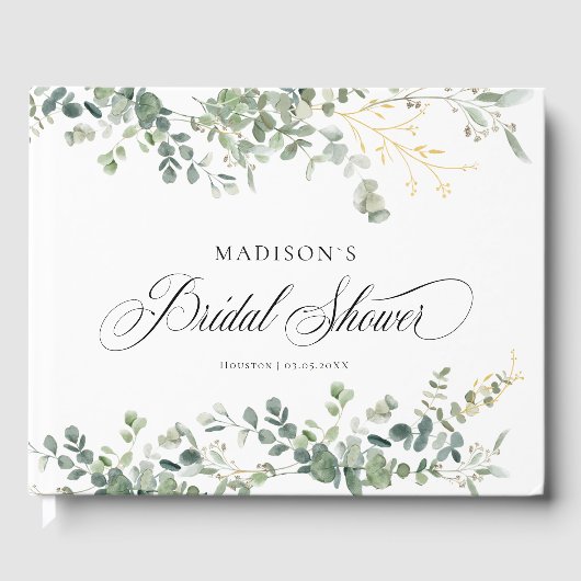 ユーカリ手書きスクリプトブライダルシャワー ゲストブック (正面)