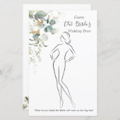 ユーカリ推測ドレスブライダルシャワーゲームスタット (正面/裏面)