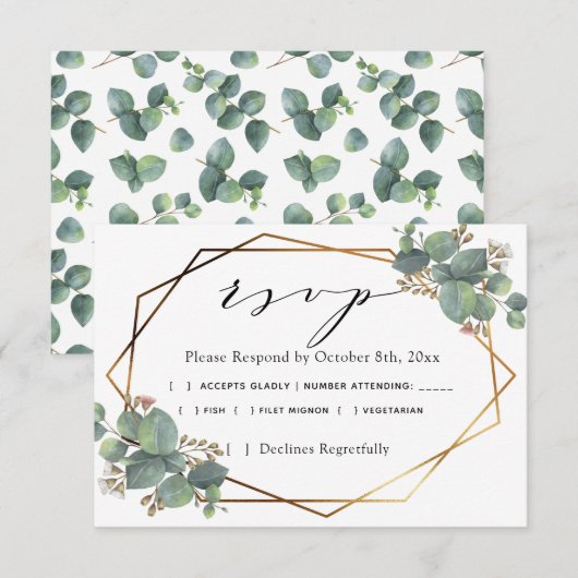 ユーカリ斜枠RSVP 出欠カード (正面/裏面)