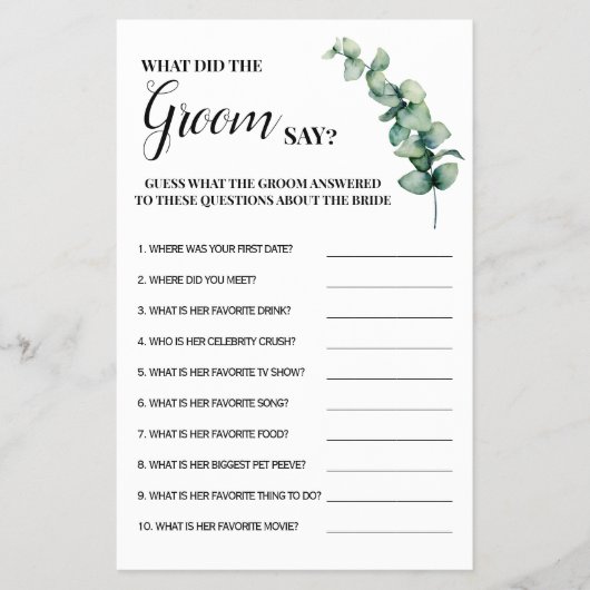 ユーカリ新郎がシャワーゲームカードと言ったことは チラシ (正面)