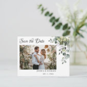 ユーカリ日付を保存PHOTO招待状はがき ポストカード (スタンド正面)