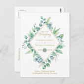 ユーカリ日救付、結婚式の招待RSVP ポストカード (正面/裏面)