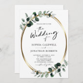 ユーカリ書すべて一つのQRコード結婚の 招待状 (正面/裏面)