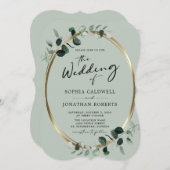 ユーカリ書すべてOne Sage結婚のInv 招待状 (正面/裏面)