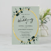 ユーカリ書道の聖人たち結婚 箔招待状 (立ち正面)