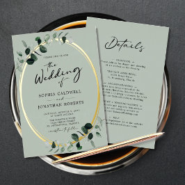 ユーカリ書道の聖人たち結婚 箔招待状