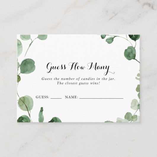 ユーカリ書道は何枚のゲームカードを推測 名刺 (正面)