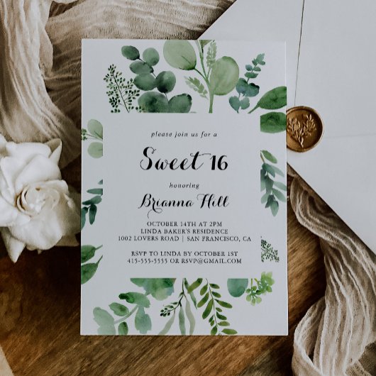 ユーカリ書道スウィート16誕生日パーティー 招待状