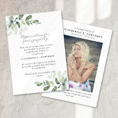 ユーカリ書道写真悔やみや弔慰葬儀 サンキューカード