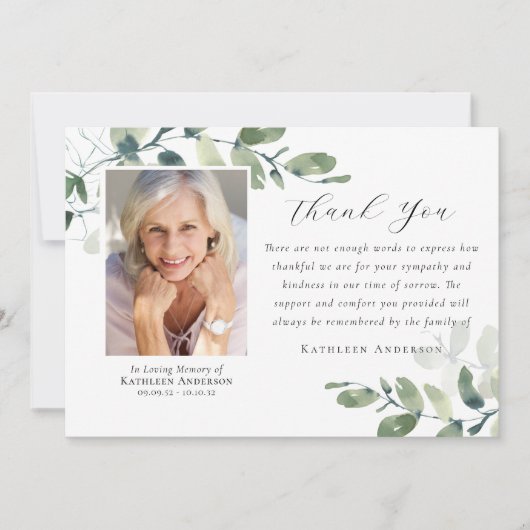 ユーカリ書道写真葬儀記念碑 サンキューカード (正面)