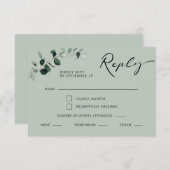ユーカリ書道料理セージ結婚ズ 出欠カード (正面/裏面)