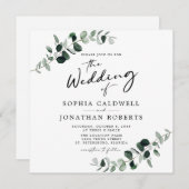 ユーカリ書道QRコードスクエア結婚ズ 招待状 (正面/裏面)