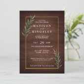 ユーカリ木壁長方形モダン結婚の 招待状 (スタンド正面)