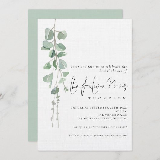 ユーカリ未来ミセスブライダルシャワー 招待状 (正面/裏面)