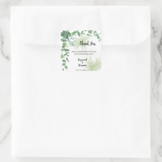 ユーカリ来プタス結婚式の引き出物 スクエアシール (バッグ)