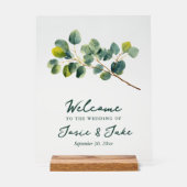 ユーカリ枝グリーン歓迎サイン アクリルサイン (正面)