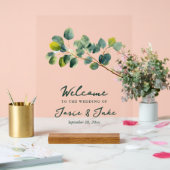 ユーカリ枝グリーン歓迎サイン アクリルサイン (ウェディング)