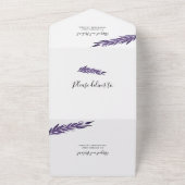 ユーカリ枝ダークパープル色の冬の結婚式 オールインワン招待状 (外側)