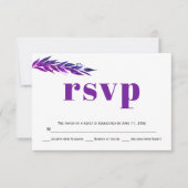 ユーカリ枝パープルカラーウェディングRSVPカード 出欠カード (正面)