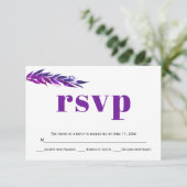 ユーカリ枝パープルカラーウェディングRSVPカード 出欠カード (スタンド正面)