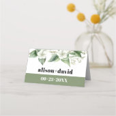 ユーカリ枝白花タイポグラフィ結婚ズ プレイスカード (裏面)