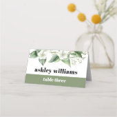 ユーカリ枝白花タイポグラフィ結婚ズ プレイスカード (正面)