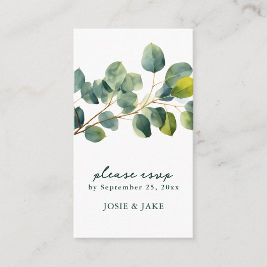 ユーカリ枝結婚のqrコードrsvpエンクロージャ エンクロージャーカード (正面)