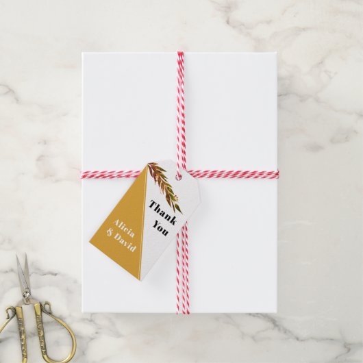 ユーカリ枝(葉秋の結婚式付) ギフトタグ (より糸付き)