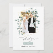 ユーカリ森林の幾何結婚の写真コラージュ サンキューカード (正面)