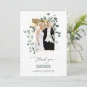ユーカリ森林の幾何結婚の写真 サンキューカード (スタンド正面)