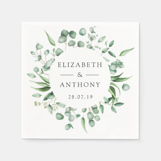 ユーカリ森林の結婚緑 スタンダードカクテルナプキン (正面)