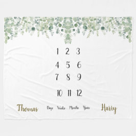 ユーカリ植物の双子の節目  フリースブランケット