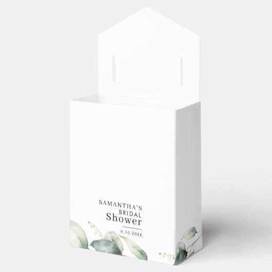 ユーカリ植物の葉のブライダルシャワー フェイバーボックス (オープン)