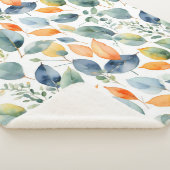 ユーカリ植物グリーンオレンジ350水色 シェルパブランケット (3/4)