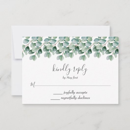 ユーカリ植物グリーン ウェディング RSVP (正面)