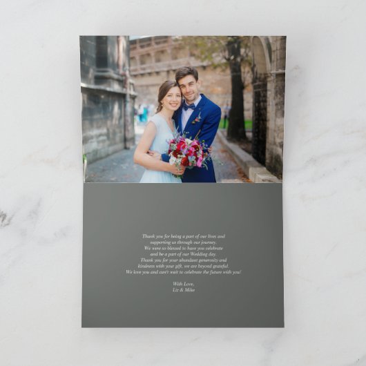 ユーカリ植物セージ緑の写真ありがとう カード (内部)