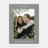 ユーカリ植物セージ緑の写真結婚の アクリルサイン (正面)