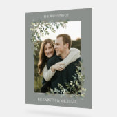 ユーカリ植物セージ緑の写真結婚の アクリルサイン (傾斜)