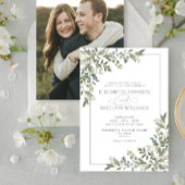 ユーカリ植物セージ緑の写真結婚の 招待状