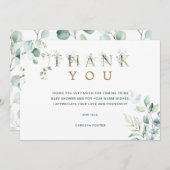 ユーカリ植物学のレターベビーシャワー サンキューカード (正面/裏面)